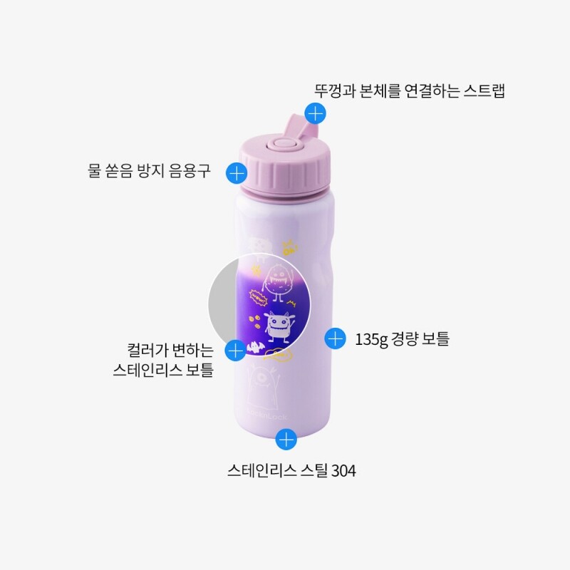 좋은 것을 담다 락앤락,스쿨핏 스위치컬러 스테인리스 물병 500ml
