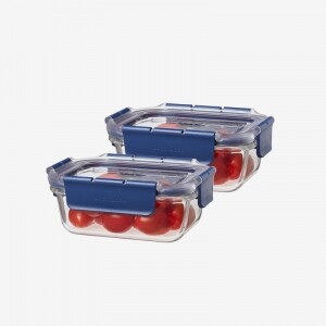[락앤락몰 전용] 탑클라스 유리밀폐용기 직사각 380ml 2P 세트 (블루/화이트)