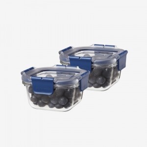 [락앤락몰 전용] 탑클라스 유리밀폐용기 정사각 500ml 2P 세트 (블루/화이트)