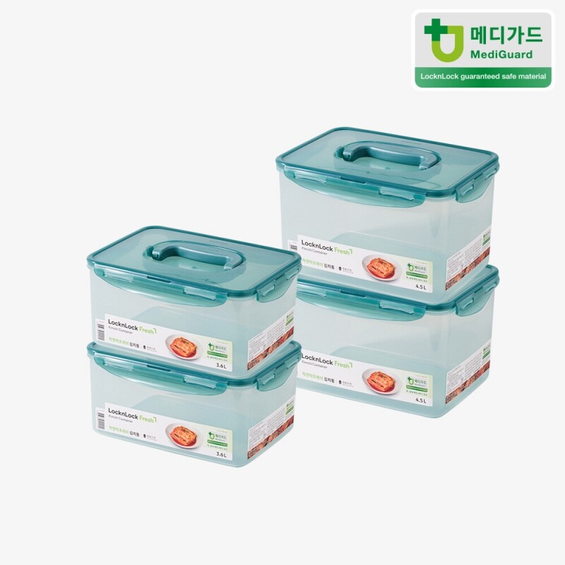 좋은 것을 담다 락앤락,프레쉬 김치통 원핸들 세트E (3.6L*2P & 4.5L*2P)